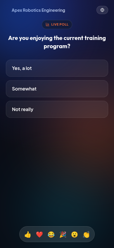 Live poll shown in English